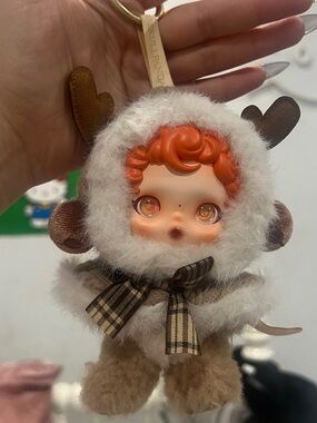 SkullPanda Winter Symphony Fuzzy Reindeer Purse Pal/ Bag Charm